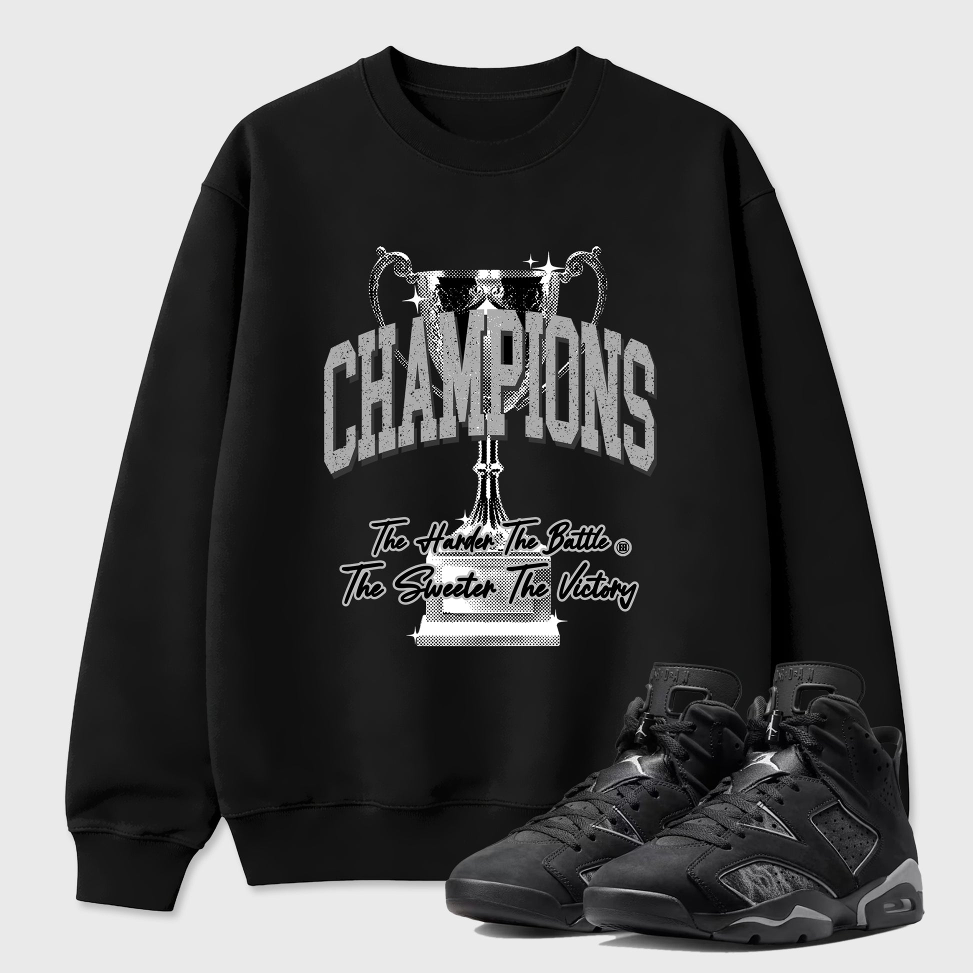 Sneaker match tees – Sneaker Tees To Match Air Jordan 6 Cap and Gown Shoes – Champions Trophy Tee Black 1