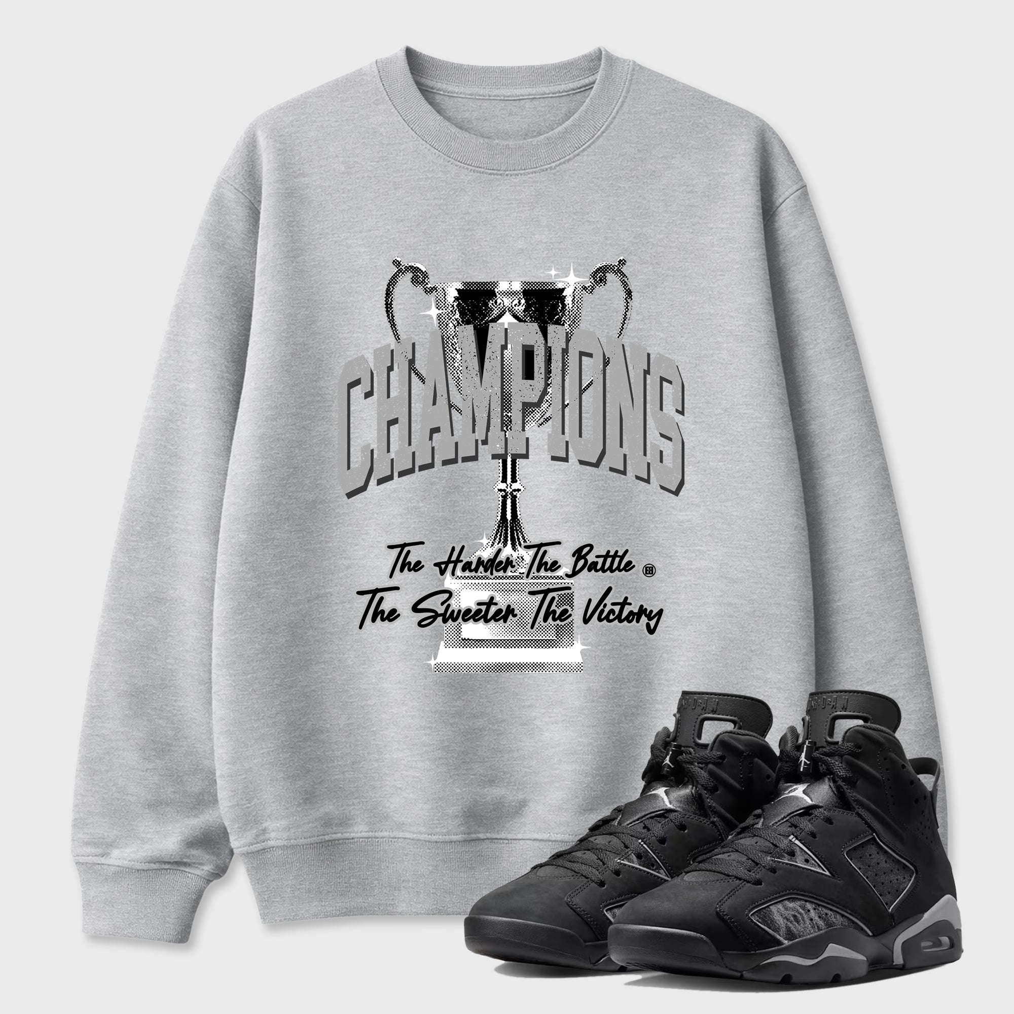 Sneaker match tees – Sneaker Tees To Match Air Jordan 6 Cap and Gown Shoes – Champions Trophy Tee Heather Grey 1
