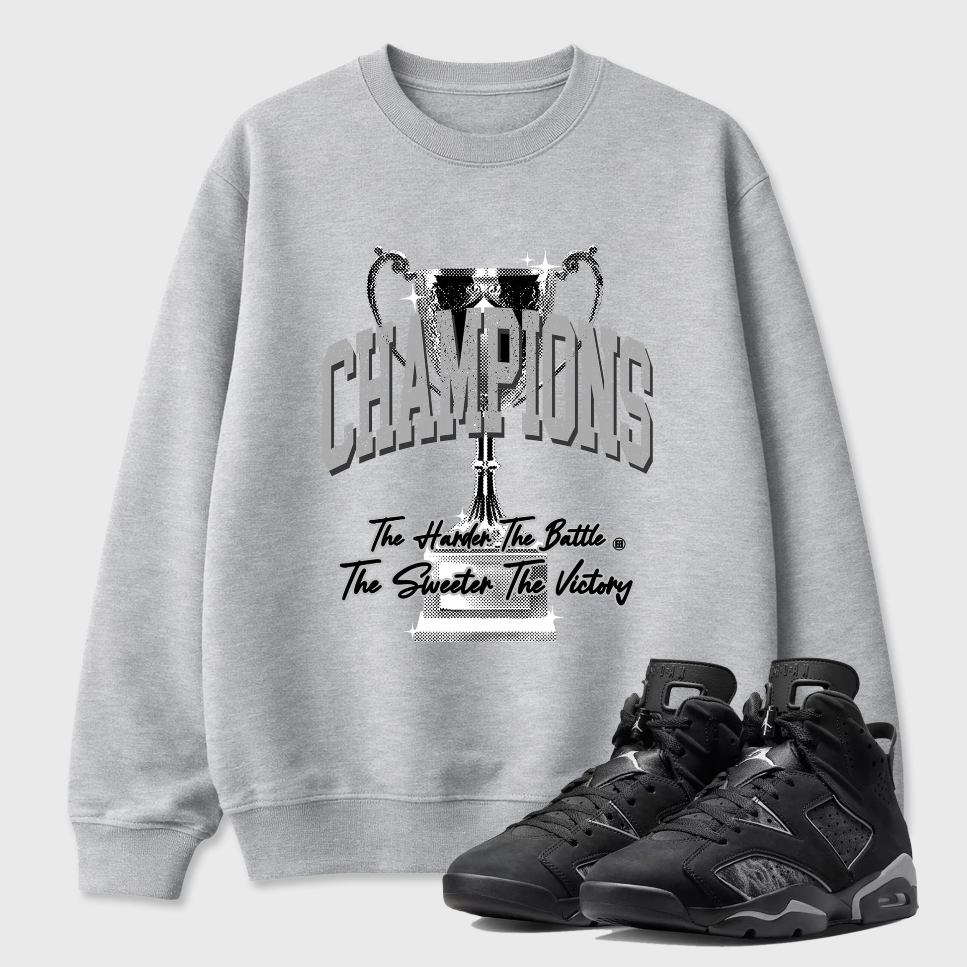 Sneaker match tees – Sneaker Tees To Match Air Jordan 6 Cap and Gown Shoes – Champions Trophy Tee Heather Grey 1