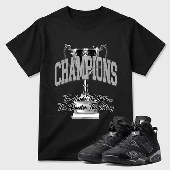 Sneaker match tees – Sneaker Tees To Match Air Jordan 6 Cap and Gown Shoes – Champions Trophy Tee Black 1