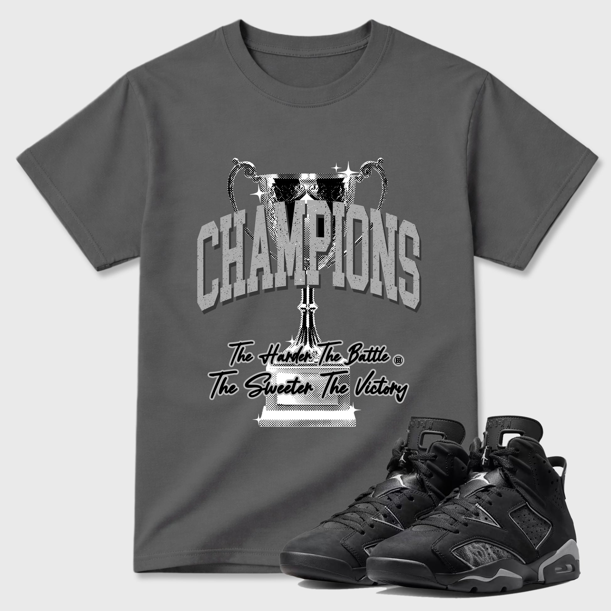 Sneaker match tees – Sneaker Tees To Match Air Jordan 6 Cap and Gown Shoes – Champions Trophy Tee Cool Grey 1