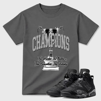 Sneaker match tees – Sneaker Tees To Match Air Jordan 6 Cap and Gown Shoes – Champions Trophy Tee Cool Grey 1