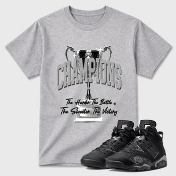 Sneaker match tees – Sneaker Tees To Match Air Jordan 6 Cap and Gown Shoes – Champions Trophy Tee Heather Grey 1
