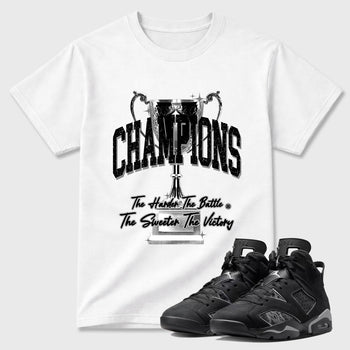 Sneaker match tees – Sneaker Tees To Match Air Jordan 6 Cap and Gown Shoes – Champions Trophy Tee White 1