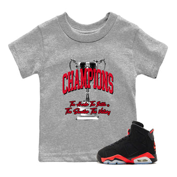 Sneaker match tees – Sneaker Tees To Match Air Jordan 6 Reverse Infrared Shoes – Champions Trophy Kids T-Shirt Heather Grey 1