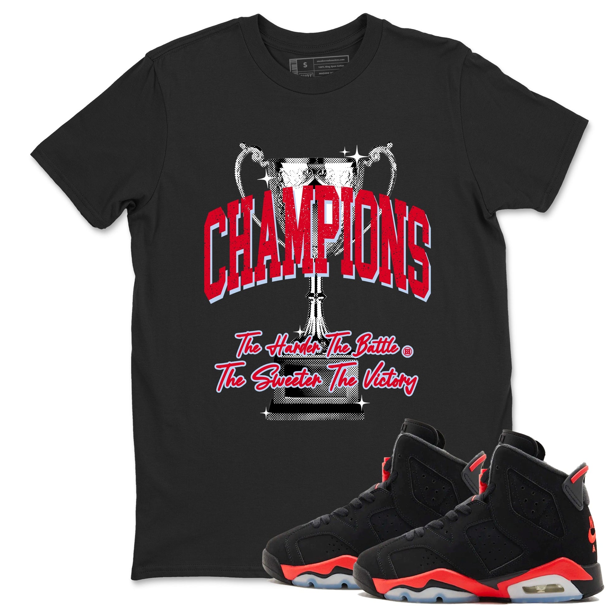Sneaker match tees – Sneaker Tees To Match Air Jordan 6 Reverse Infrared Shoes – Champions Trophy Tee Black 1