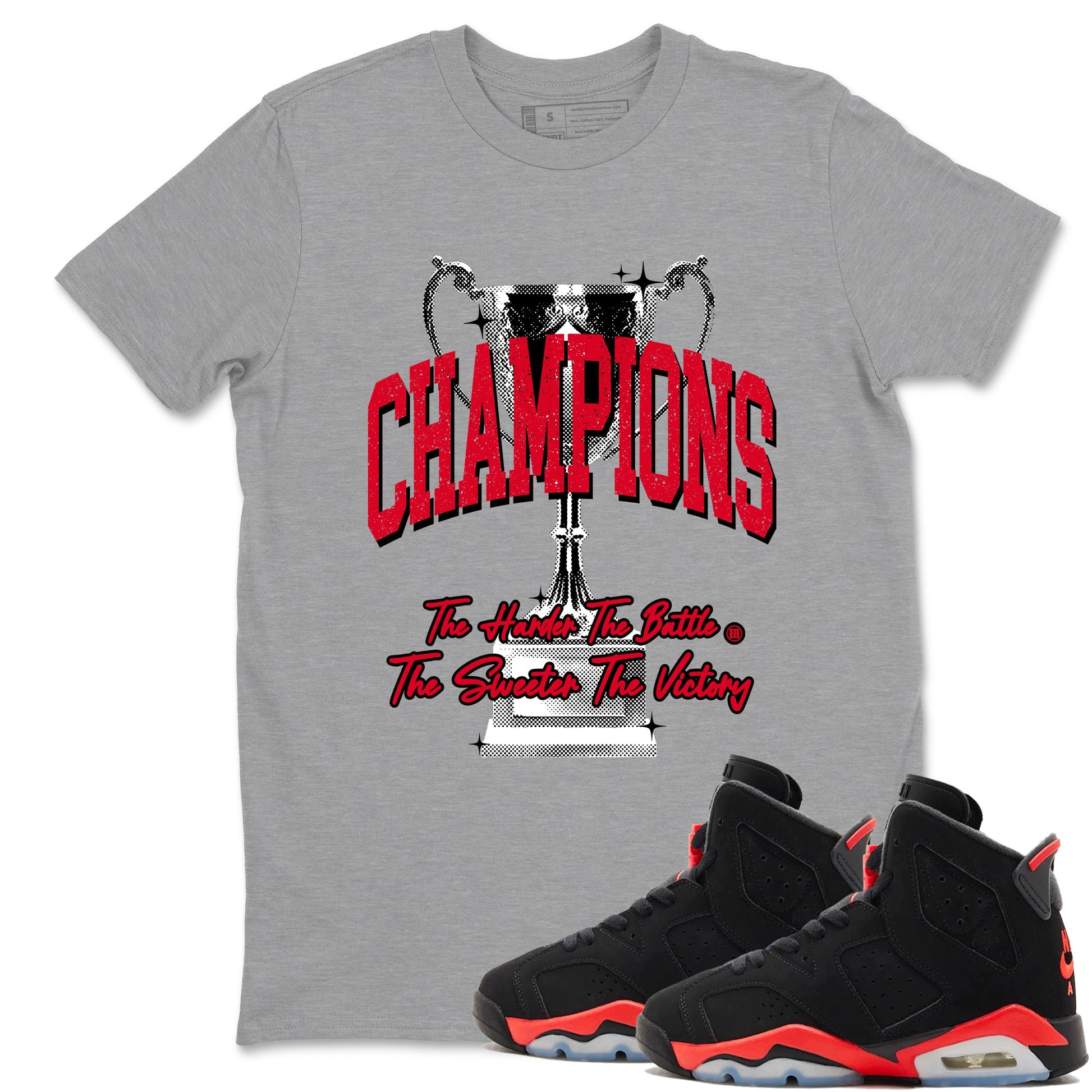 Sneaker match tees – Sneaker Tees To Match Air Jordan 6 Reverse Infrared Shoes – Champions Trophy Tee Heather Grey 1