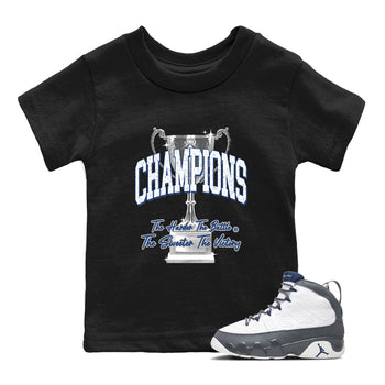 Sneaker match tees – Sneaker Tees To Match Air Jordan 9 Flint Grey Shoes – Champions Trophy Kids T-Shirt Black 1