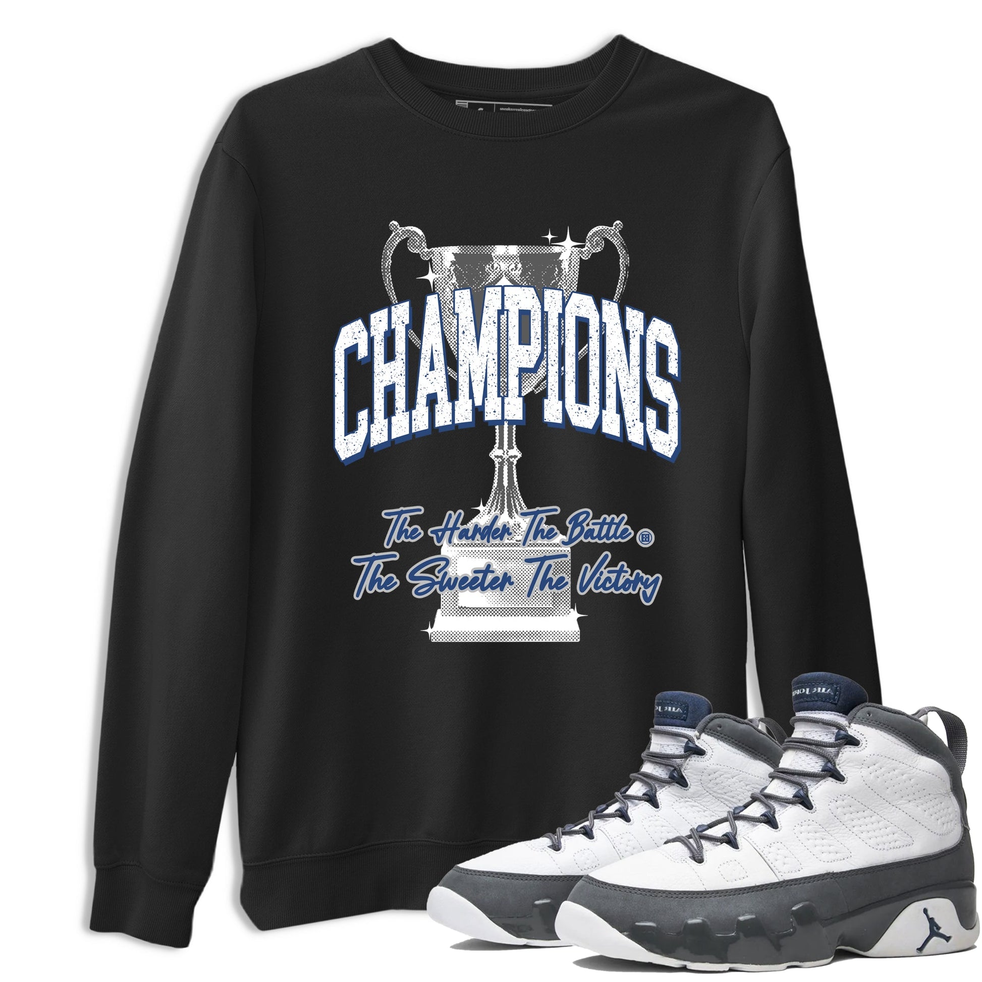 Sneaker match tees – Sneaker Tees To Match Air Jordan 9 Flint Grey Shoes – Champions Trophy Tee Black 1