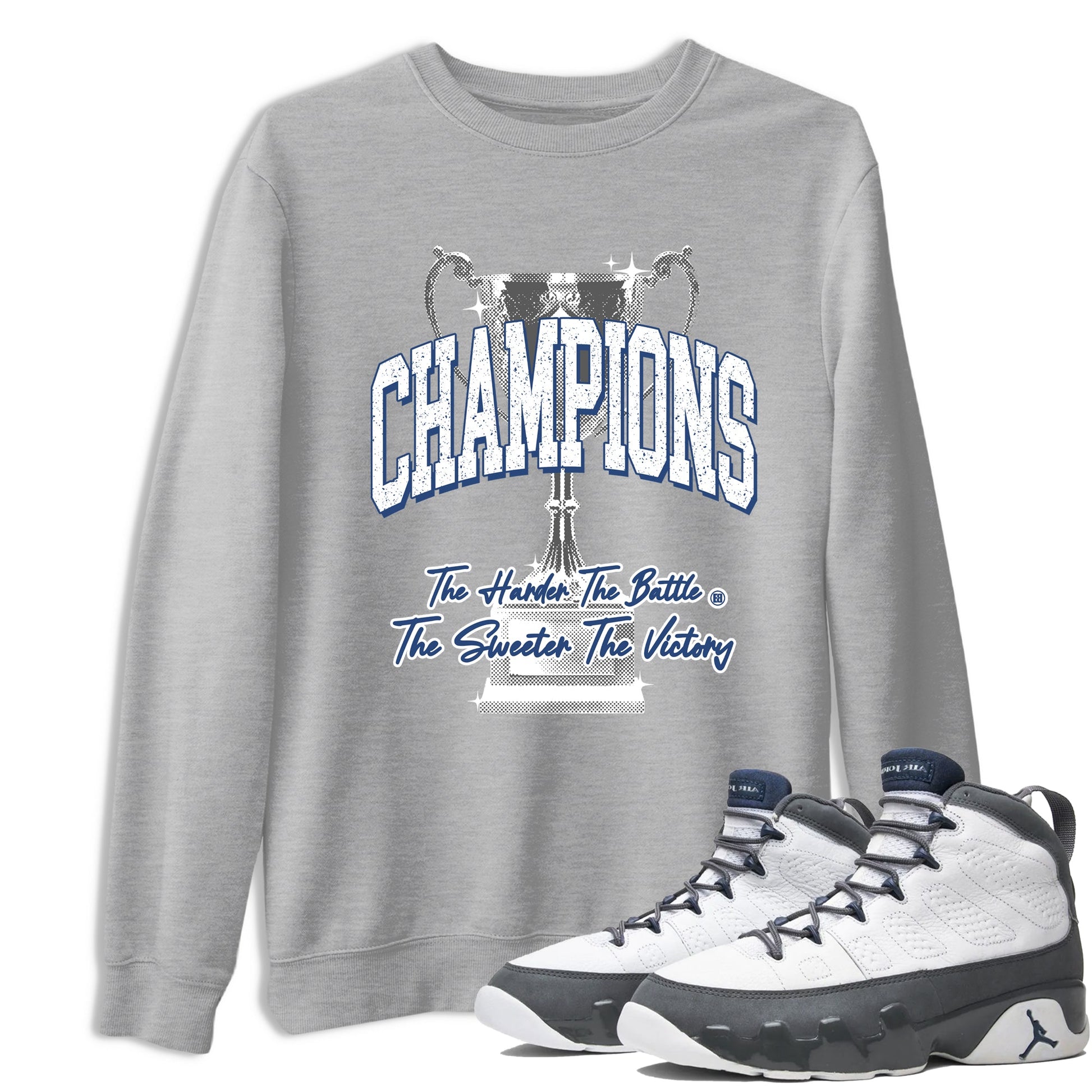 Sneaker match tees – Sneaker Tees To Match Air Jordan 9 Flint Grey Shoes – Champions Trophy Tee Heather Grey 1