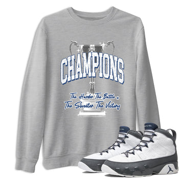 Sneaker match tees – Sneaker Tees To Match Air Jordan 9 Flint Grey Shoes – Champions Trophy Tee Heather Grey 1