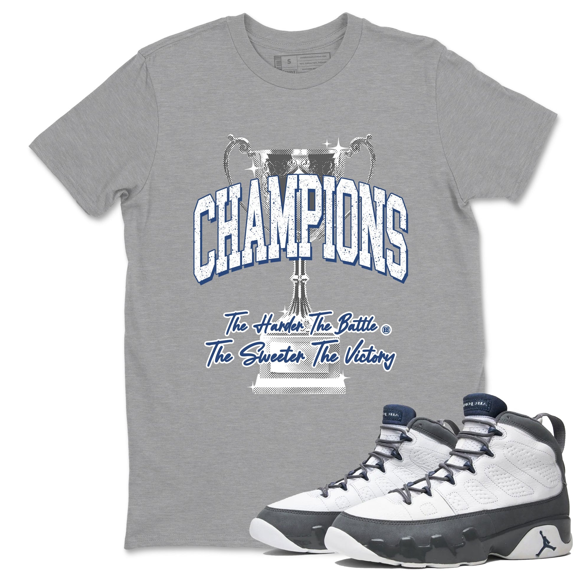 Sneaker match tees – Sneaker Tees To Match Air Jordan 9 Flint Grey Shoes – Champions Trophy Tee Heather Grey 1