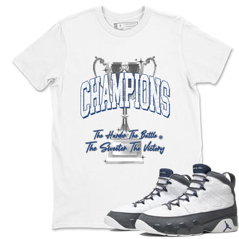 Sneaker match tees – Sneaker Tees To Match Air Jordan 9 Flint Grey Shoes – Champions Trophy Tee White 1