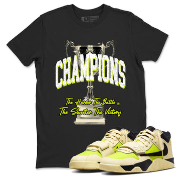 Champions Trophy sneaker match t-shirt styled to complete your fit with the Jordan Jumpman Jack Travis Scott Bright Cactus sneakers, shown in Black 1.