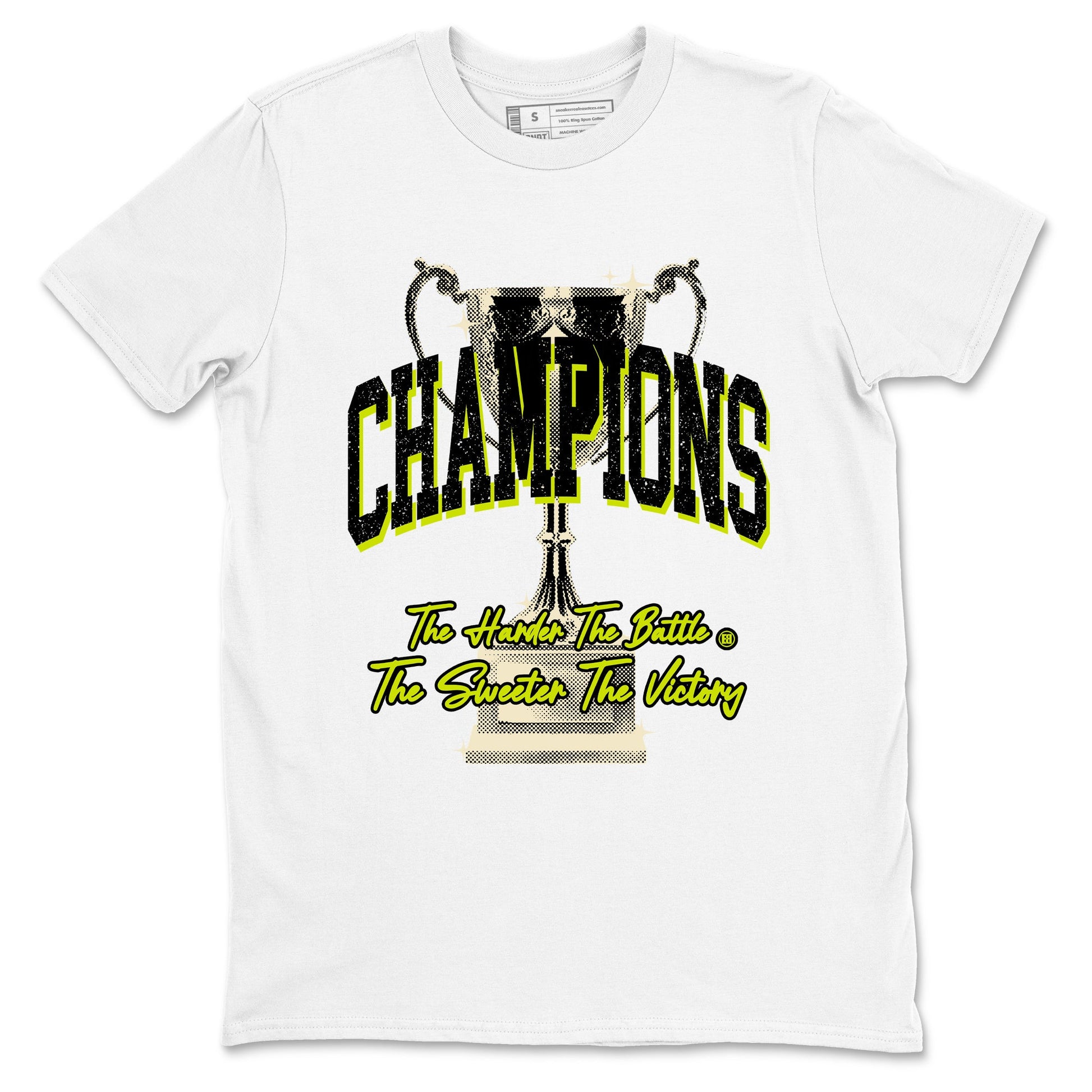 Champions Trophy sneaker match t-shirt styled to complete your fit with the Jordan Jumpman Jack Travis Scott Bright Cactus sneakers, shown in White 2.