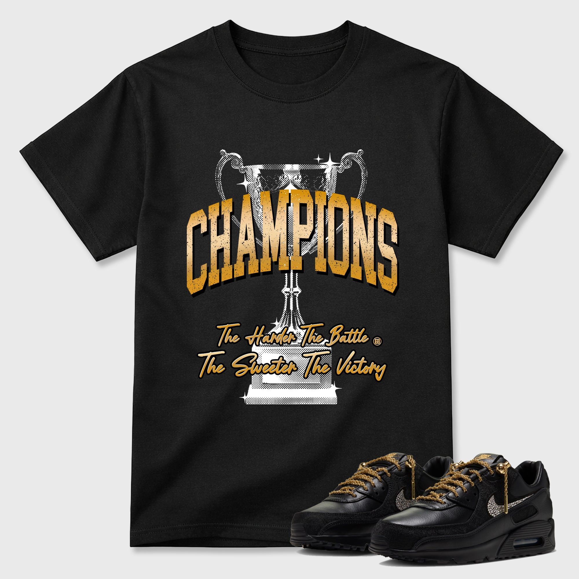Champions Trophy Graphic T-Shirt featuring original streetwear artwork designed to match the Air Max 90 Trophies. Black 1 Graphic T-Shirt.