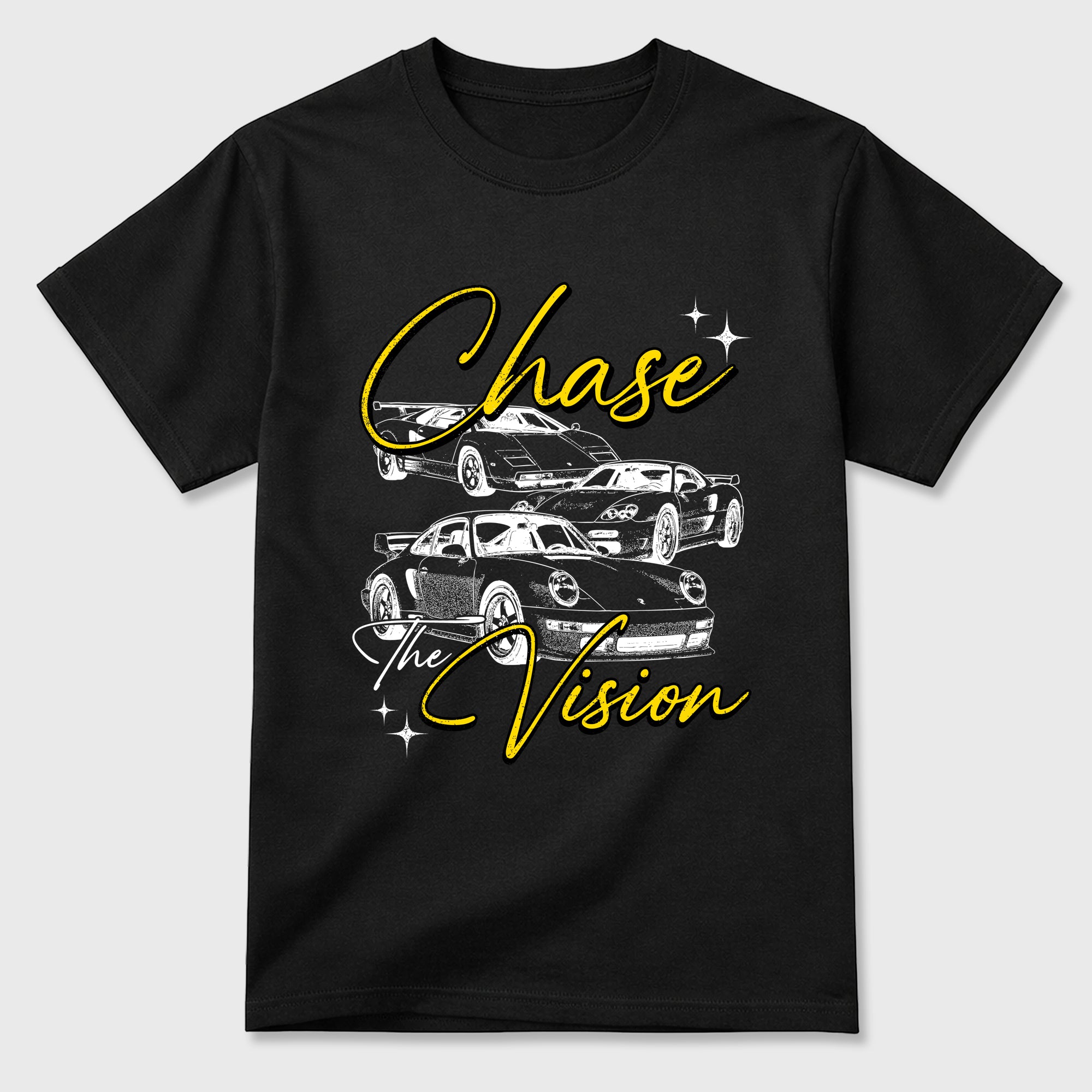 Chase The Vision Graphic T-Shirt featuring original streetwear artwork designed to match the Air Jordan 4 Tour Yellow. Black 2 Graphic T-Shirt.
