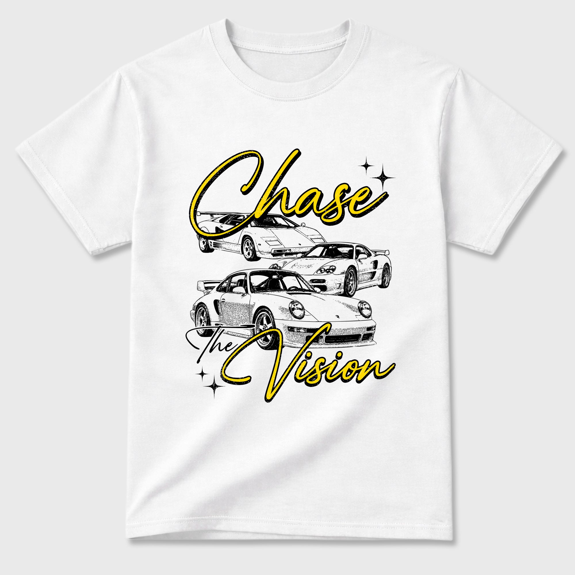 Chase The Vision Graphic T-Shirt featuring original streetwear artwork designed to match the Air Jordan 4 Tour Yellow. White 2 Graphic T-Shirt.