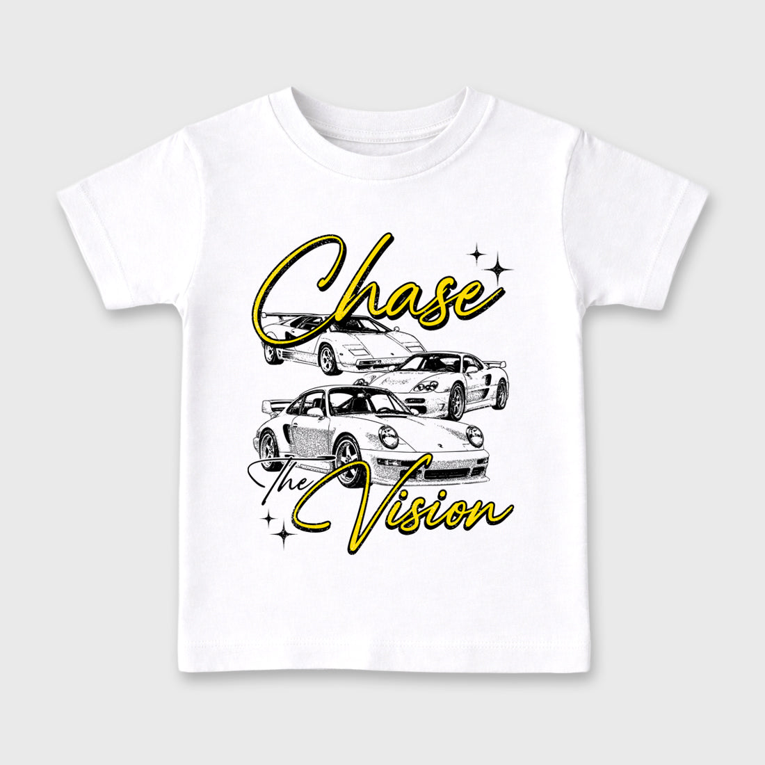 Chase The Vision Baby & Kids Graphic T-Shirt featuring original artwork designed to match the Air Jordan 4 Tour Yellow. White 2 Kids Graphic Tee.