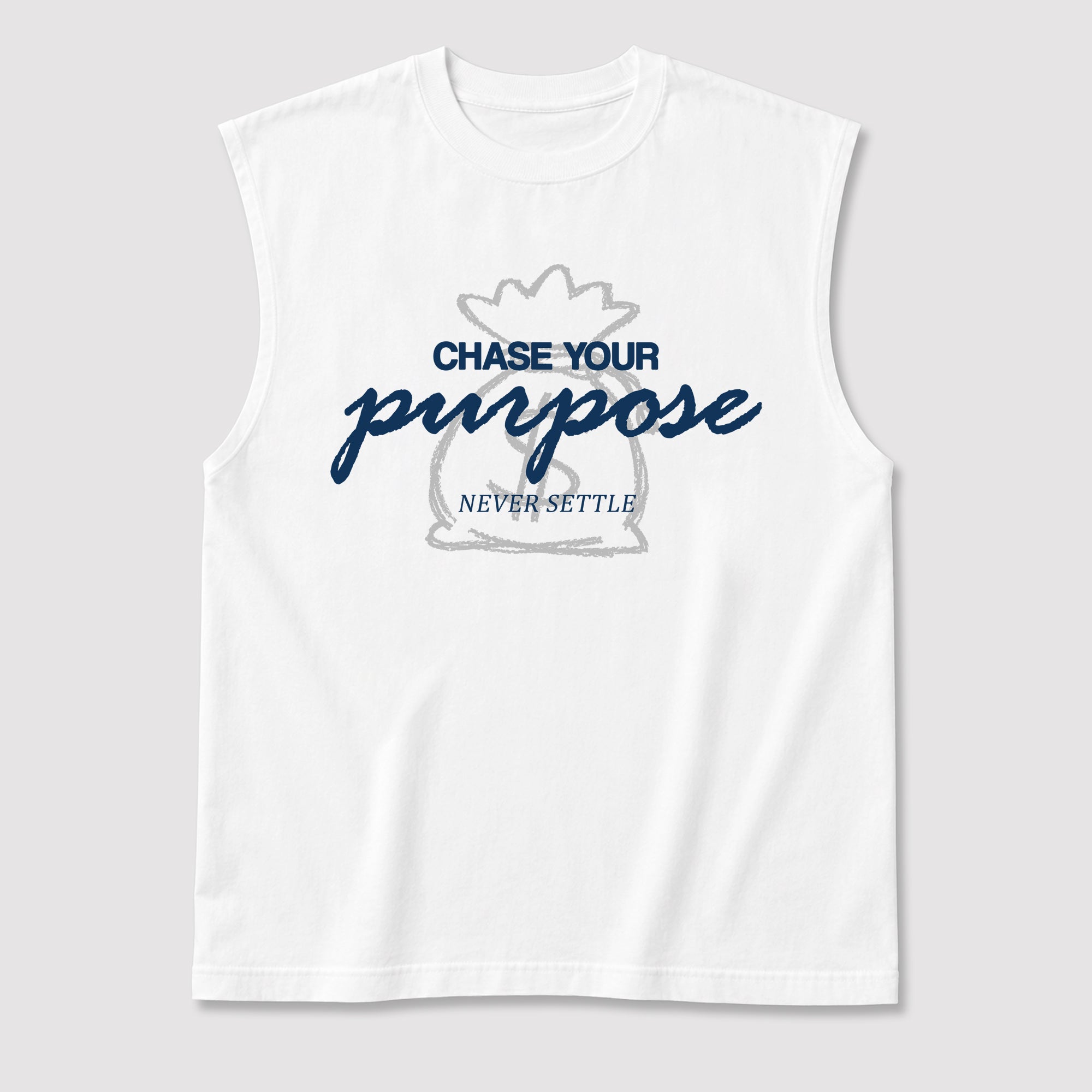 Chase Your Purpose men's graphic muscle t-shirt designed to match the Air Jordan 13 Flint, featuring coordinated White 2 graphics for the perfect streetwear look.