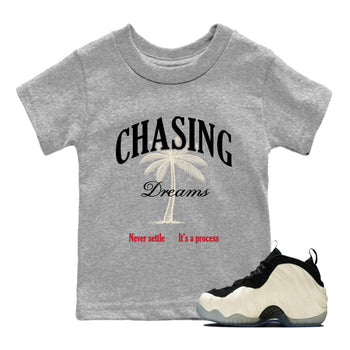 Sneaker Threads – Sneaker Tees To Match Air Foamposite One Pearl – Chasing Dreams Youth Graphic Tee Heather Grey 1. Perfect for Jordan releases 2025 colorways.