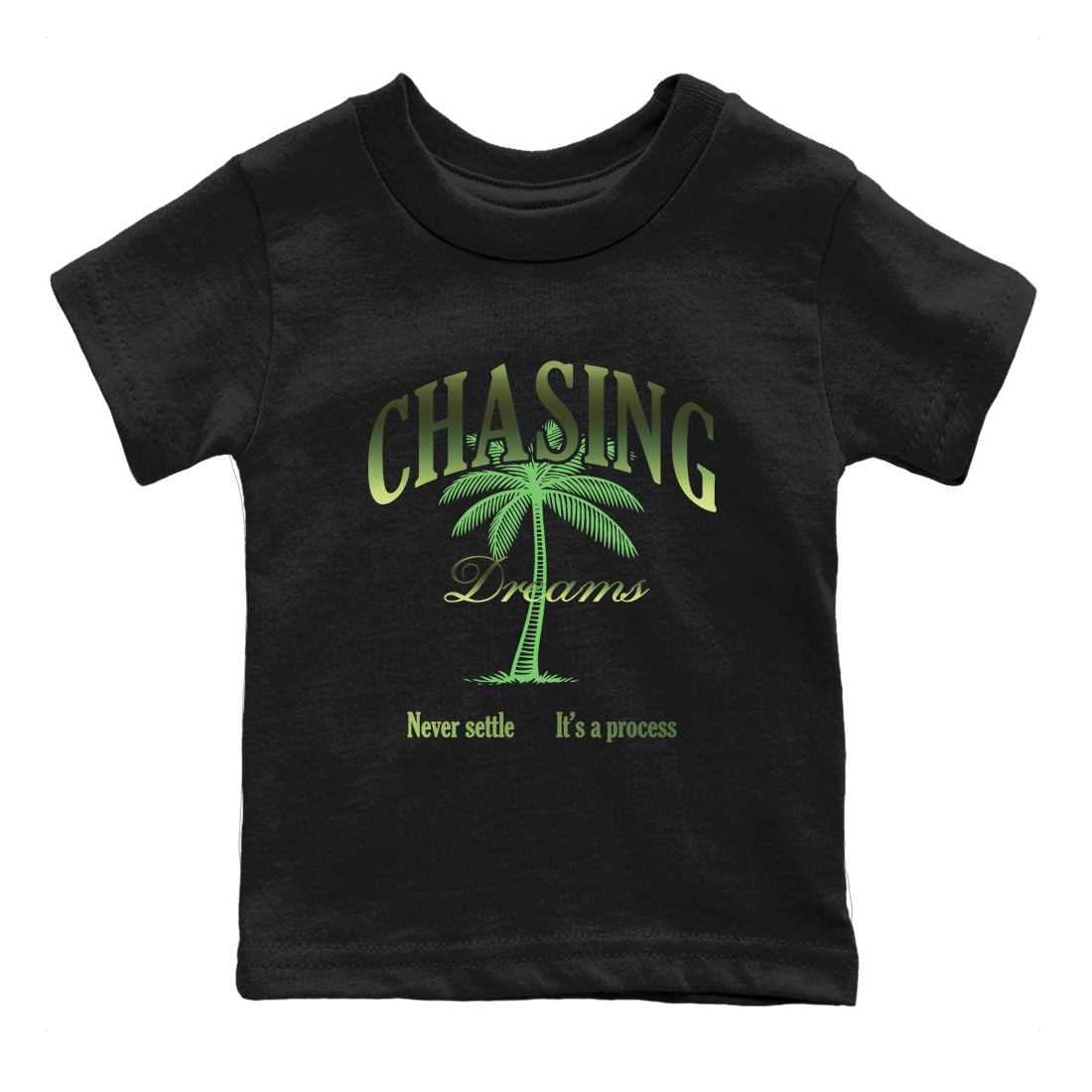 Best Christmas gifts for sneakerheads - Sneaker Tees To Match Air Foamposite One Pine Green Sneakers – Chasing Dreams Kids T-Shirt Black 2