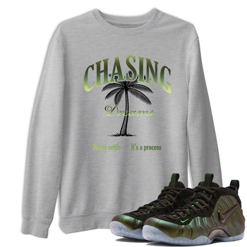 Best Christmas gifts for sneakerheads - Sneaker Tees To Match Air Foamposite One Pine Green Sneakers – Chasing Dreams Tee Heather Grey 1