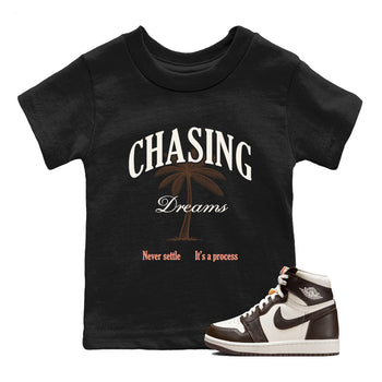 Sneaker match tees – Sneaker Tees To Match Air Jordan 1 Baroque Brown Shoes – Chasing Dreams Kids T-Shirt Black 1