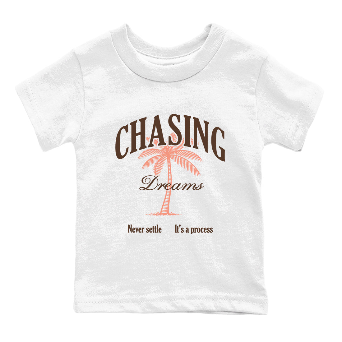 Sneaker match tees – Sneaker Tees To Match Air Jordan 1 Baroque Brown Shoes – Chasing Dreams Kids T-Shirt White 2