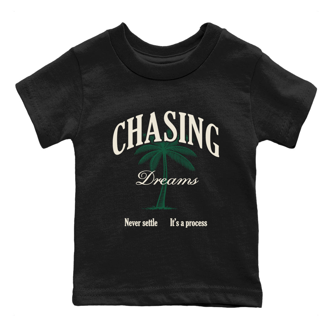 Sneaker Threads – Sneaker Tees To Match Air Jordan 1 Pro Green – Chasing Dreams Youth Graphic Tee Black 2. Perfect for Jordan releases 2025 colorways.