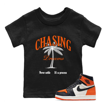 Sneaker match tees – Sneaker Tees To Match Air Jordan 1 Shattered Backboard Shoes – Chasing Dreams Kids T-Shirt Black 1