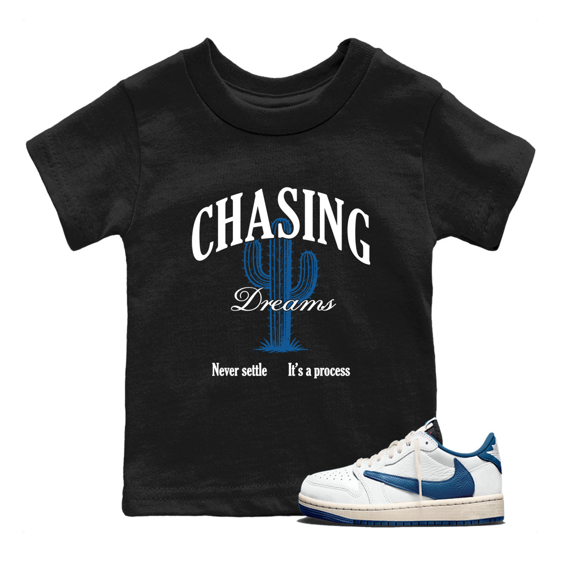 Sneaker Threads – Sneaker Threads To Match Air Jordan 1 Travis Scott Fragment Shoes – Chasing Dreams Kids T-Shirt Black 1