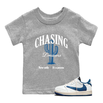 Sneaker Threads – Sneaker Threads To Match Air Jordan 1 Travis Scott Fragment Shoes – Chasing Dreams Kids T-Shirt Heather Grey 1
