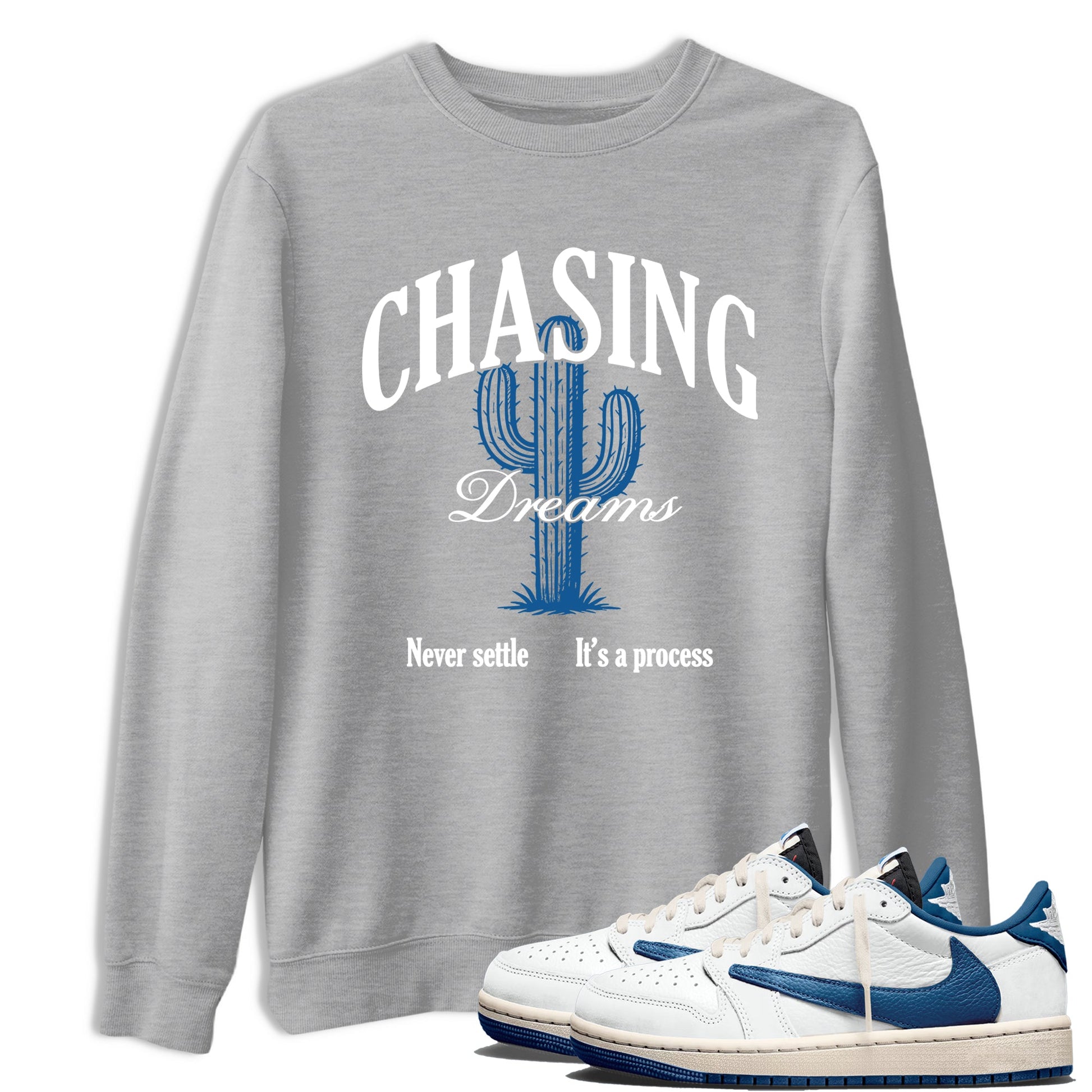 Sneaker Threads – Sneaker Threads To Match Air Jordan 1 Travis Scott Fragment Shoes – Chasing Dreams Tee Heather Grey 1