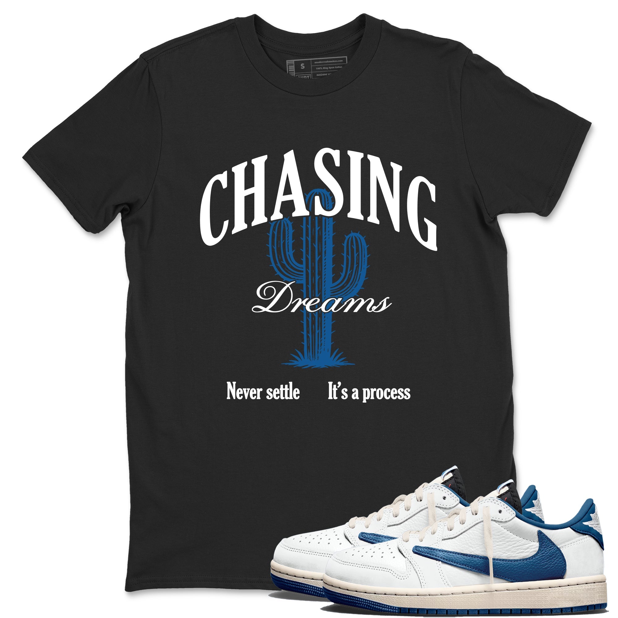 Sneaker Threads – Sneaker Threads To Match Air Jordan 1 Travis Scott Fragment Shoes – Chasing Dreams Tee Black 1