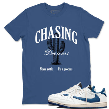 Sneaker Threads – Sneaker Threads To Match Air Jordan 1 Travis Scott Fragment Shoes – Chasing Dreams Tee Denim Blue 1