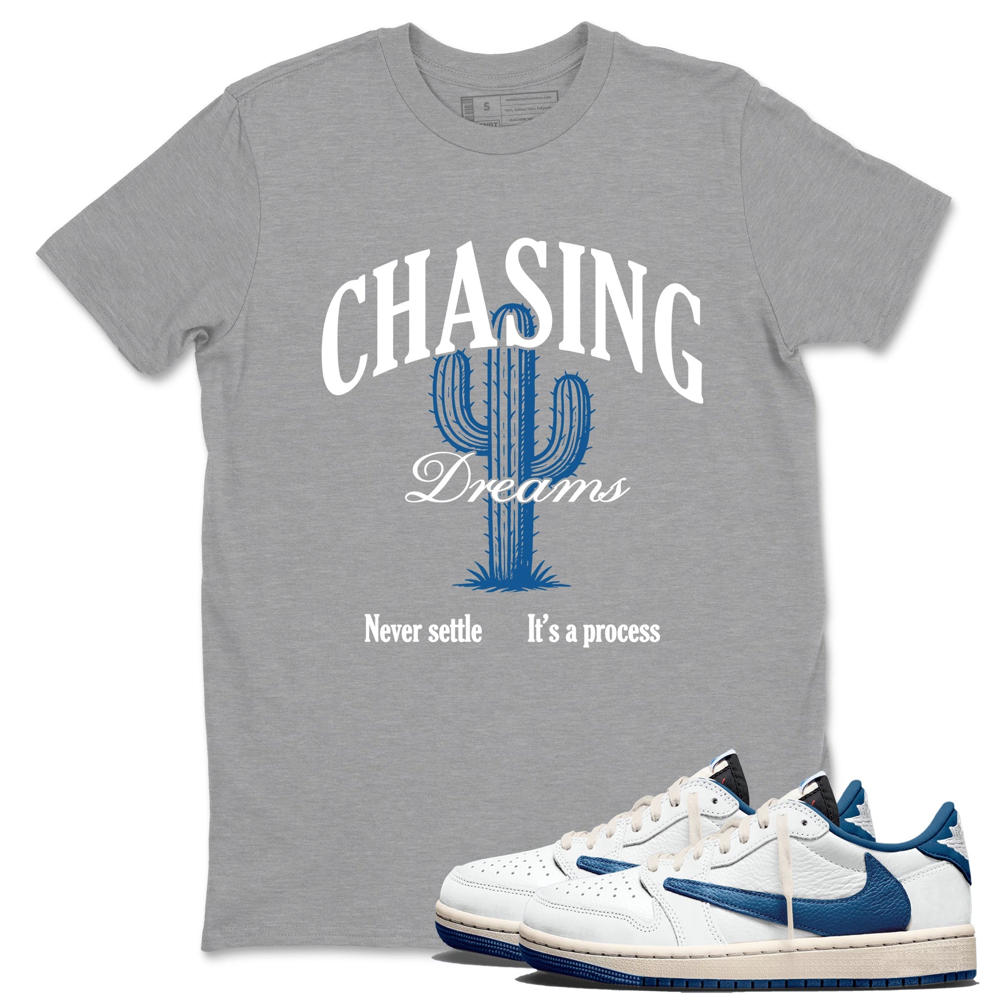 Sneaker Threads – Sneaker Threads To Match Air Jordan 1 Travis Scott Fragment Shoes – Chasing Dreams Tee Heather Grey 1