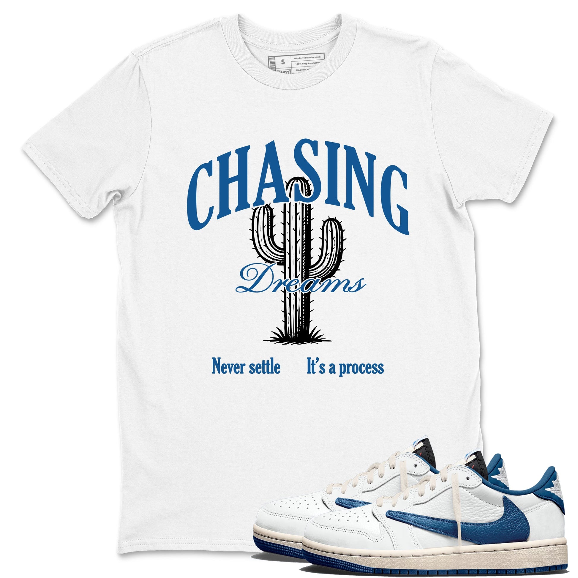 Sneaker Threads – Sneaker Threads To Match Air Jordan 1 Travis Scott Fragment Shoes – Chasing Dreams Tee White 1