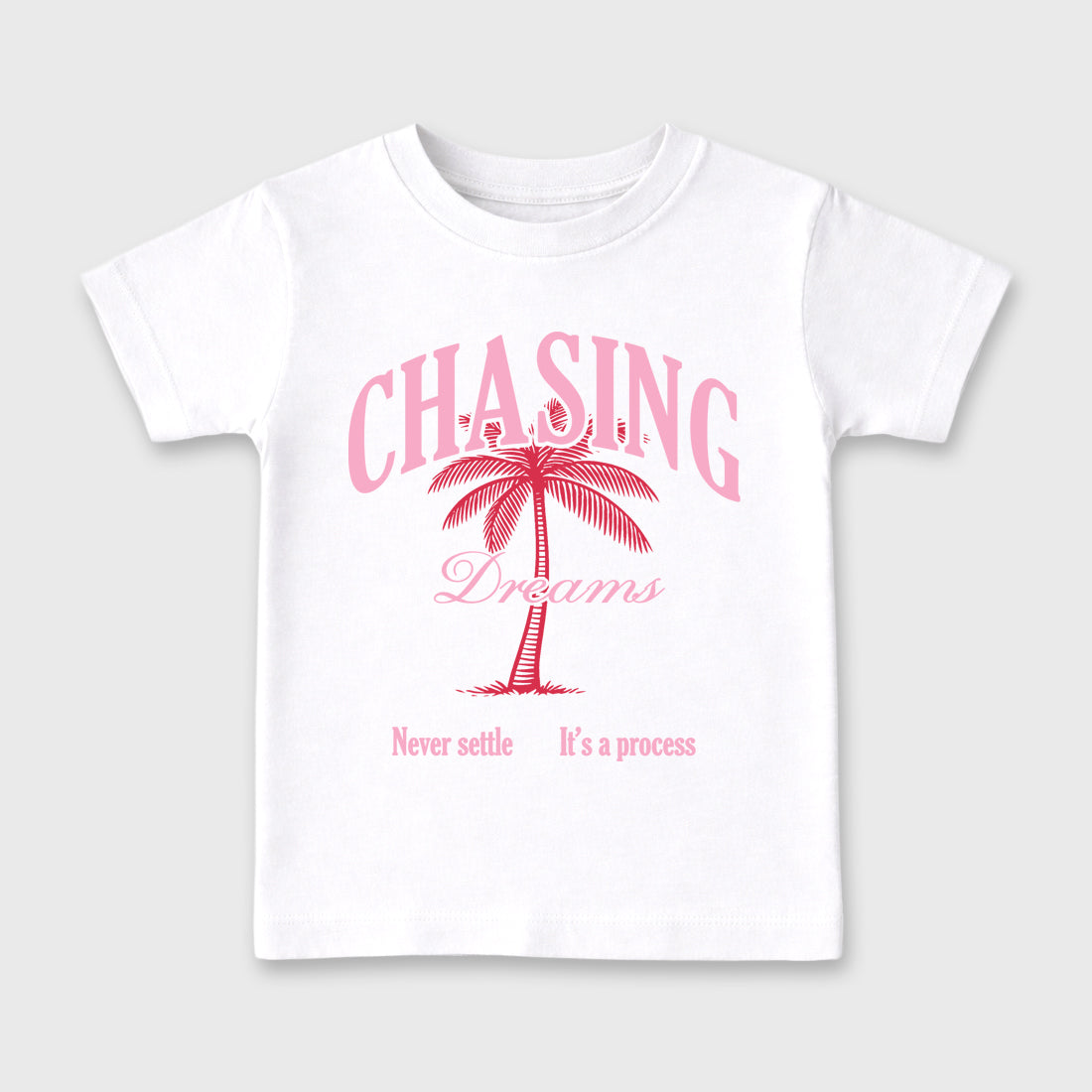 Perfect Sneakerhead Fashion Outfits – Sneaker Tees To Match Air Jordan 1 Low OG x Travis Scott Tropical Pink Shoes – Chasing Dreams Kids Graphic T-Shirt White 2