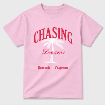 Perfect Sneakerhead Fashion Outfits – Sneaker Tees To Match Air Jordan 1 Low OG x Travis Scott Tropical Pink Shoes – Chasing Dreams Graphic Tee Pink 2