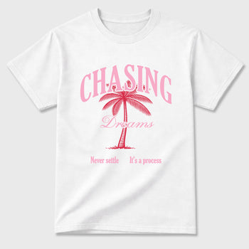Perfect Sneakerhead Fashion Outfits – Sneaker Tees To Match Air Jordan 1 Low OG x Travis Scott Tropical Pink Shoes – Chasing Dreams Graphic Tee White 2