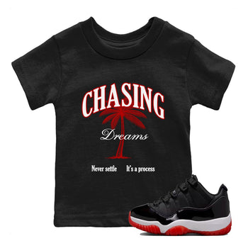 Air Jordan 11 Low Bred sneaker match tee Chasing Dreams sneaker match tees Air Jordan 11 Bred best t-shirts to match jordans SNRT Sneaker Tees Youth Baby Black 1 tee