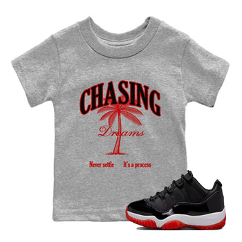 Air Jordan 11 Low Bred sneaker match tee Chasing Dreams sneaker match tees Air Jordan 11 Bred best t-shirts to match jordans SNRT Sneaker Tees Youth Baby Heather Grey 1 tee