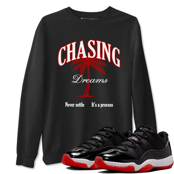 Air Jordan 11 Low Bred sneaker match tee Chasing Dreams sneaker match tees Air Jordan 11 Bred best t-shirts to match jordans SNRT Sneaker Tees unisex cotton Black 1 shirts