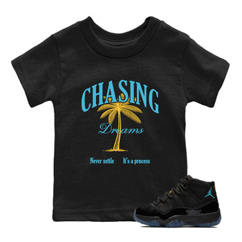 Sneaker match tees – Sneaker Tees To Match Air Jordan 11 Gamma Shoes – Chasing Dreams Kids T-Shirt Black 1
