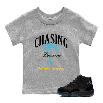 Sneaker match tees – Sneaker Tees To Match Air Jordan 11 Gamma Shoes – Chasing Dreams Kids T-Shirt Heather Grey 1