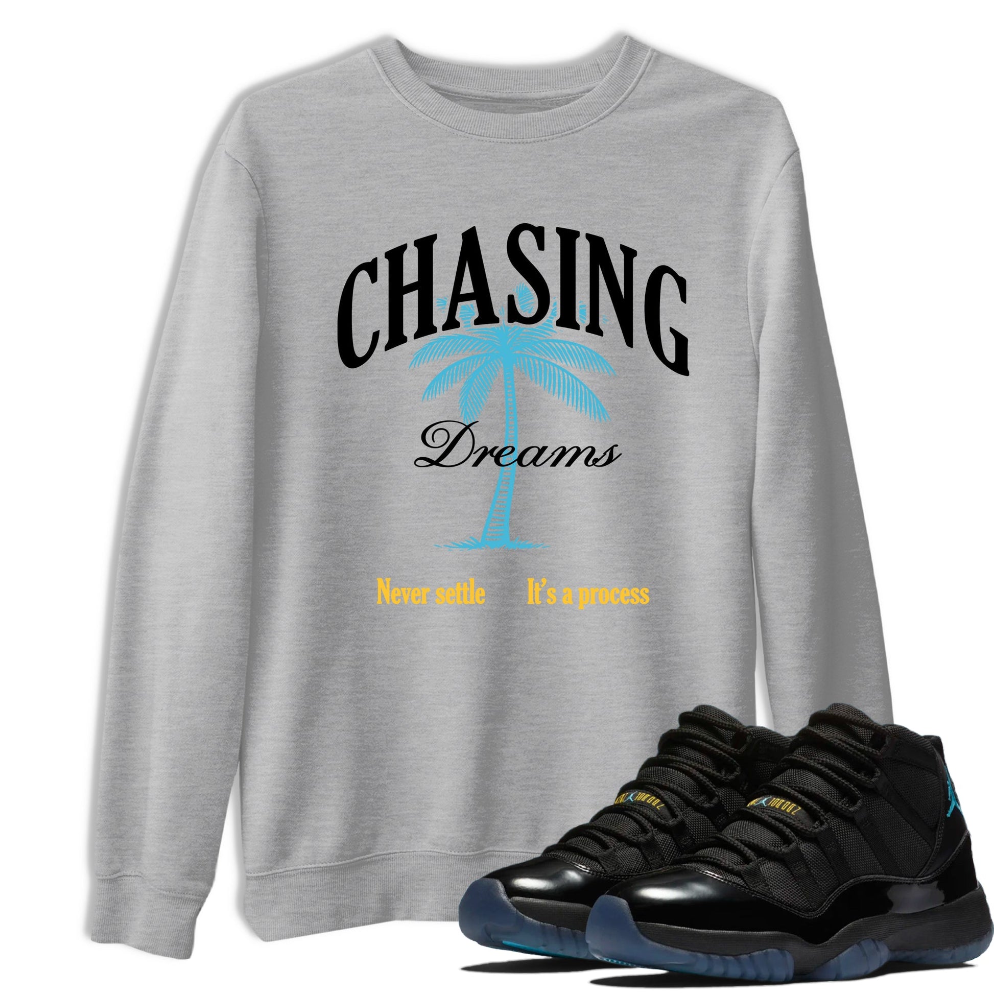 Sneaker match tees – Sneaker Tees To Match Air Jordan 11 Gamma Shoes – Chasing Dreams Tee Heather Grey 1