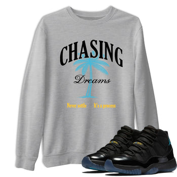 Sneaker match tees – Sneaker Tees To Match Air Jordan 11 Gamma Shoes – Chasing Dreams Tee Heather Grey 1