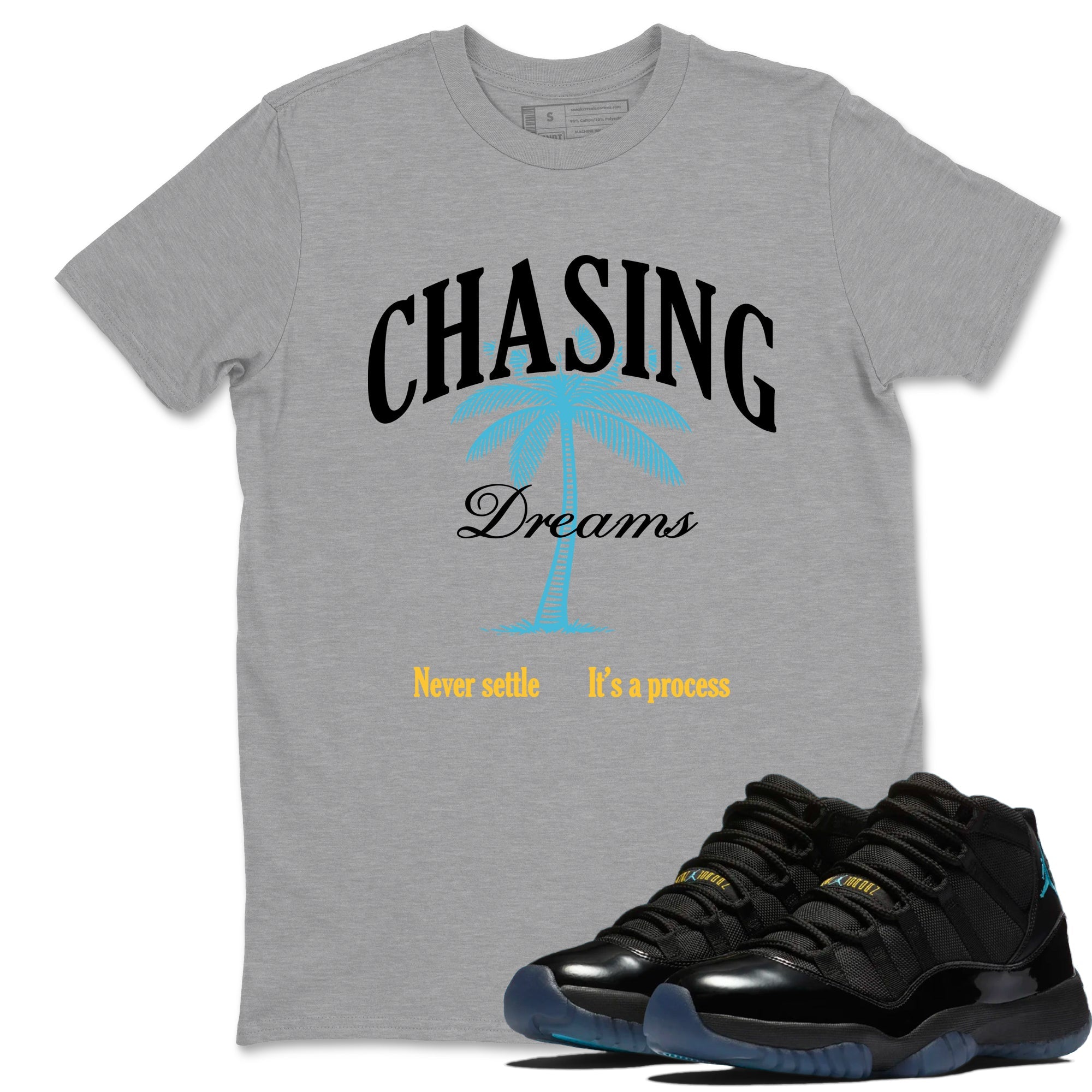 Sneaker match tees – Sneaker Tees To Match Air Jordan 11 Gamma Shoes – Chasing Dreams Tee Heather Grey 1