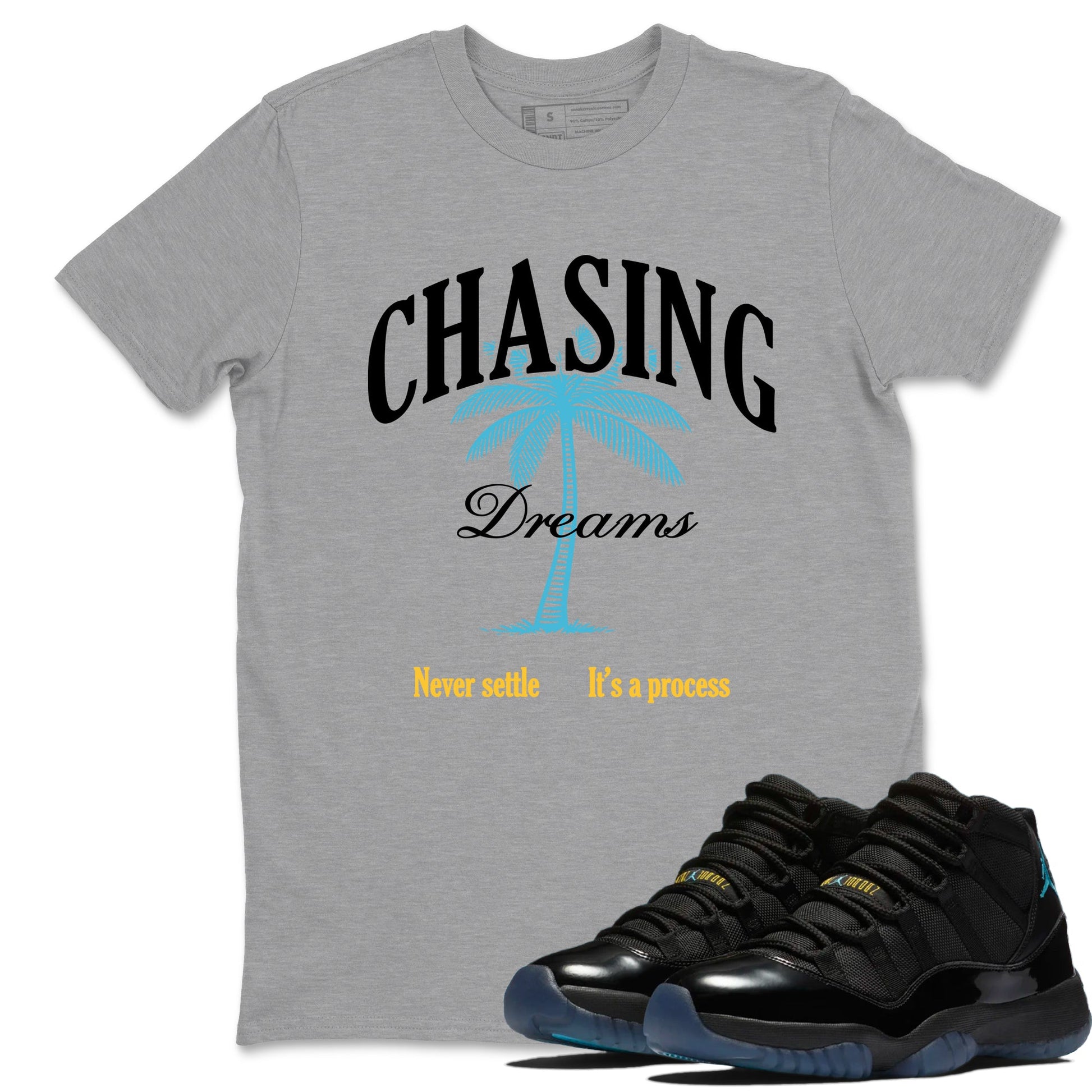 Sneaker match tees – Sneaker Tees To Match Air Jordan 11 Gamma Shoes – Chasing Dreams Tee Heather Grey 1